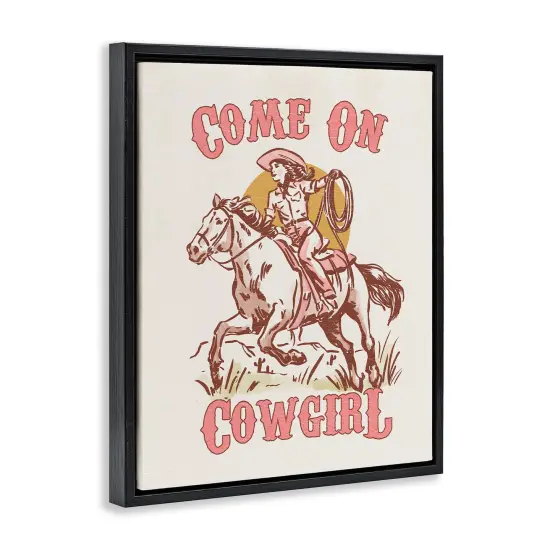 Stupell Industries Pastel Come On Cowgirl Floater Framed Canvas Wall Art Design by Victoria Barnes  {3}
