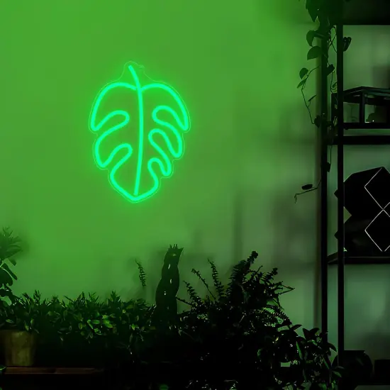 Tropical Summer Monstera Neon Sign, Green Palm Leaves LED Light Up Signs for Tropical Party Decorations, Home Safari Jungle Decor {2}