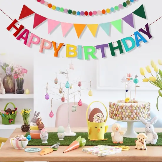 3Pcs 118 Inch Pre-Strung Happy Birthday Banner Colorful Pennant Flag Banners Rainbow Party Decorations Personalized Happy Birthday Sign for Party Decor {3}