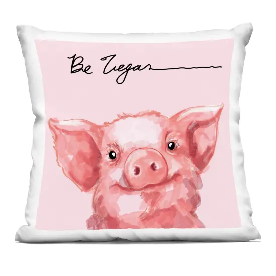 Stupell Industries Be Vegan Cute Pig Decorative Printed Pillow design by Stella Chang, 18 x 7 x 18 {1}