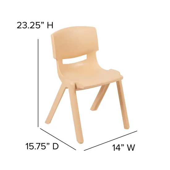 Emma and Oliver 4 Pack Plastic Stackable K-2 School Chair with 13.25"H Seat Natural {4}