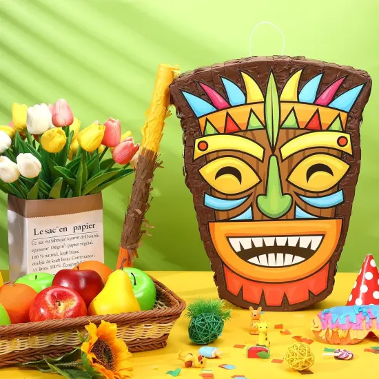 Small Tiki Tropical Hawaii Pi&ntilde;ata with Blindfold Bat Aloha Luau Pi&ntilde;ata {3}