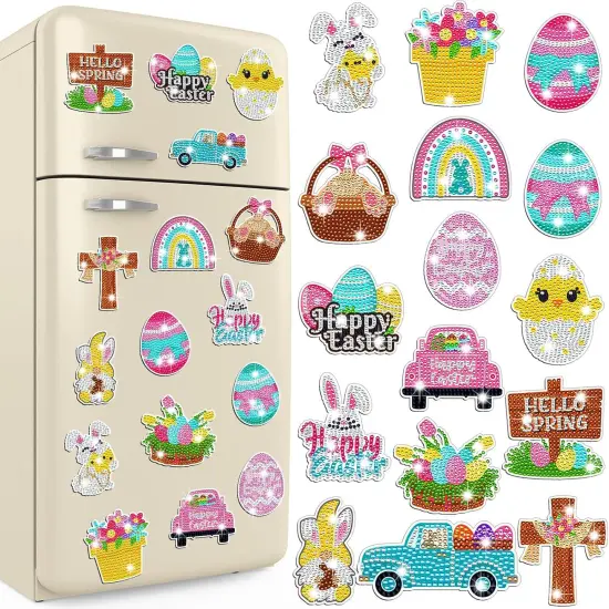 16 Pcs Easter Diamond Art Magnet Kits for Refrigerator {1}