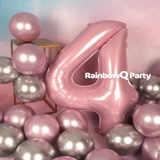 4 Balloon Number 40 Inch for Boy or Girl Big Pink 0-9 Foil Mylar Large 4 Number Balloon Happy 4th Birthday Party Anniversary Decorations Supplies {3}