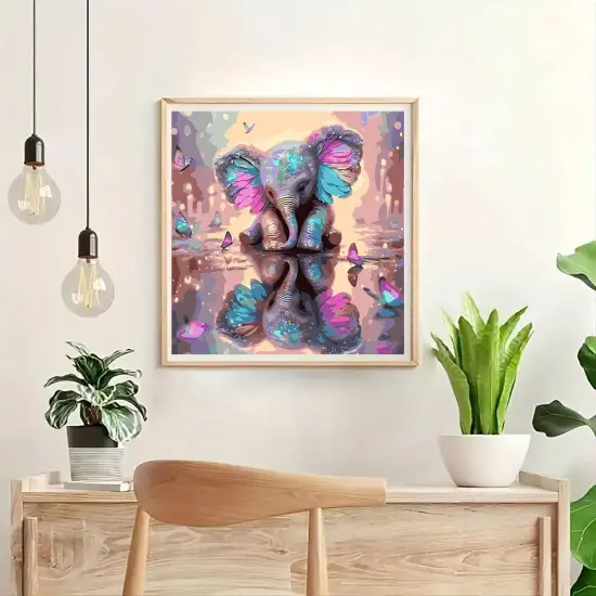 Elephant Paint by Numbers Kit for Adults Beginner,DIY Elephant Paint by Numbers for Adults,Easy Canvas Without Frame Home Wall Decor 16 x 16 in {2}