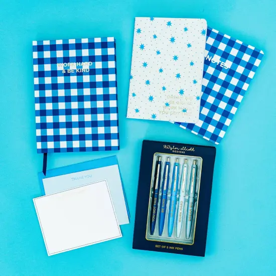 BLUE MOTIVATIONAL PEN SET {4}