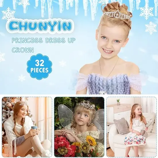 48 Pieces Girls Princess Crystal Tiara Crown, Silver Rhinestone Princess Crown, Tiaras for Girls Princess Bulk Queen Tiara Headband Hair Jewelry {2}