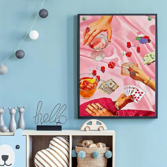 Pink Diamond Art Kits for Adults Beginner,DIY Modern Diamond Painting 5D Round Full Drill Diamond Dots Gem Art Crafts with Tools,Funny Crafts for Home Wall Decor&Gift-12x16in {3}