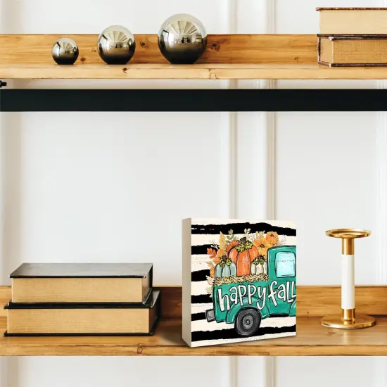 Fall Truck Wooden Box Sign Table Decor {3}