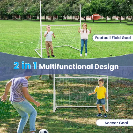 2-in-1 Kids Soccer & Football Goal &ndash; UPVC Frame with Heavy-Duty Net & Ground Stakes {6}