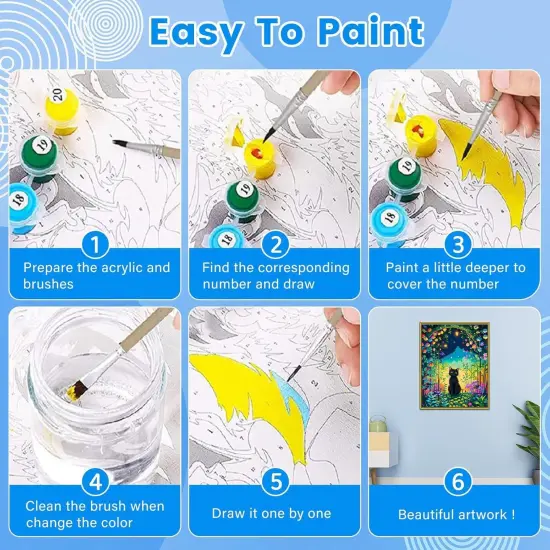 Paint by Numbers Black Cat, Paint by Number for Adults & Beginner Canvas, Animal Garden Landscape Oil Painting Kits, Perfect for Office Wall Decoration 16x20inch {5}