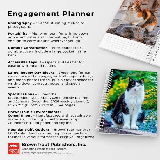Cat Lovers | 2026 6x7.75 Inch Spiral-Bound Wire-O Weekly Engagement Planner Calendar | New Full-Color Image Every Week {6}