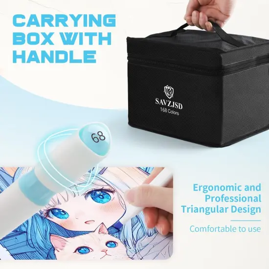 168 Colors Dual Tip Markers Set - Water-Based Ink {5}