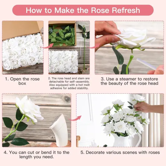 15PCS White Roses Artificial Flowers Bouquets {4}
