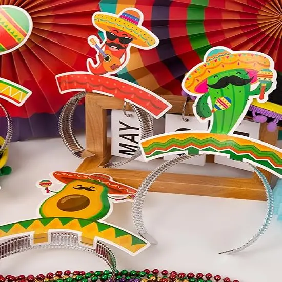 Sombrero Party Hats, Mexican Sombrero Headbands, Colorful Cardboard Cinco De Mayo Headbands, Fiesta Sombrero {4}