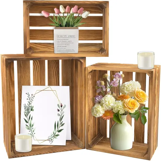 3 PCS Decorative Nesting Wooden Crates {4}