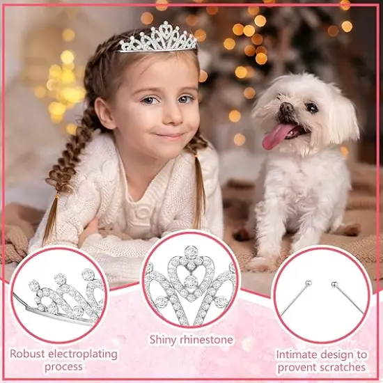 30 Pcs Tiaras Bulk for Girls Princess Crown Rhinestone Tiaras Bendable Adjustable Headband {2}