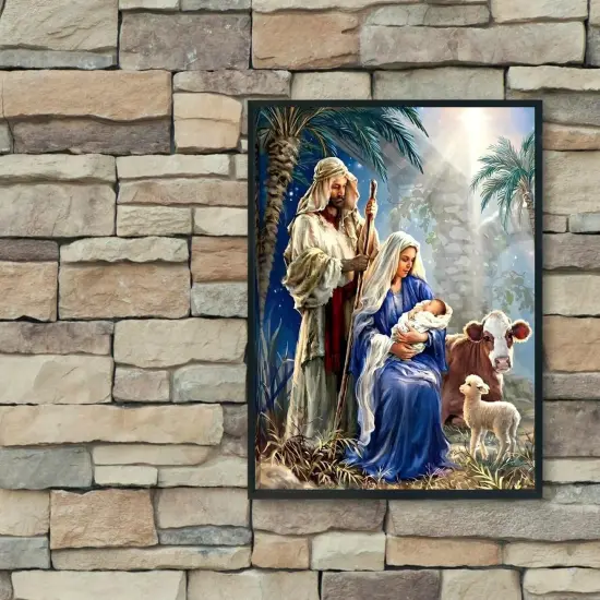 Nativity Diamond Art Painting Kits for Adults,5D Diamond Art Nativity Scene Kit,DIY Full Round Drills Christian Religious Diamond Dot Painting for Wall Decor 12X16 in {4}