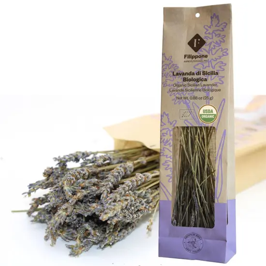 Organic Dried Lavender Bunch 25 g (0.88 oz), Freshly Grown in The Mountains of Sicily, Culinary Lavender, Italian Dried Lavender Branches, Herb, Spices, Certified USDA Organic {1}