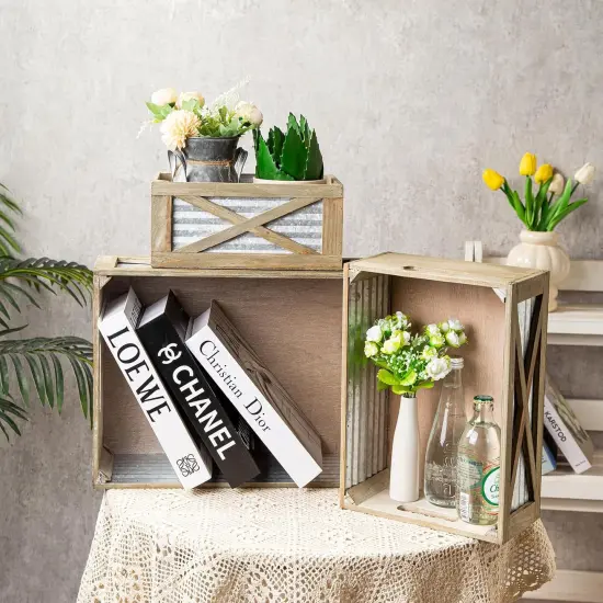 Set of 3 Nesting Wooden Crates {3}