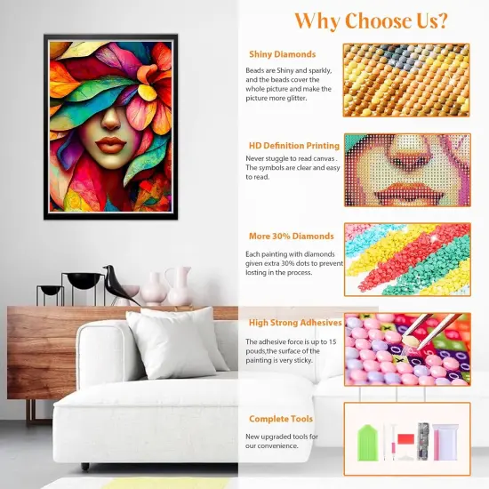 Diamond Painting Kits for Adults, Complete Flowers Diamond Dots Set for Creative Expression, Full Drill Mouth 5D DIY Diamond Art Kits, Great for Art Lovers and Gift Ideas, 12x16inch Canvas {3}