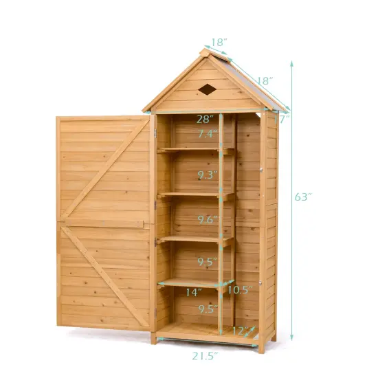 Natural Fir Wood Outdoor Storage Shed with Galvanized Sheet Roof {5}