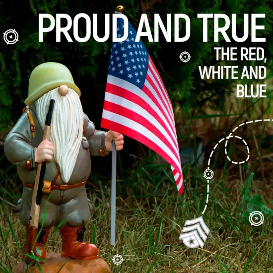 Military Garden Gnome with Guns Outdoor 11", US Army Gnomes Garden Decorations, Garden Statues Outdoor Clearance, Patriotic Gnome, Army Gnome {4}