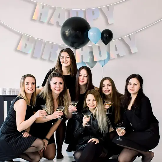 Happy Birthday Banner, Glossy Colorful Rainbow Foil Banner, Theme Party Decor {2}