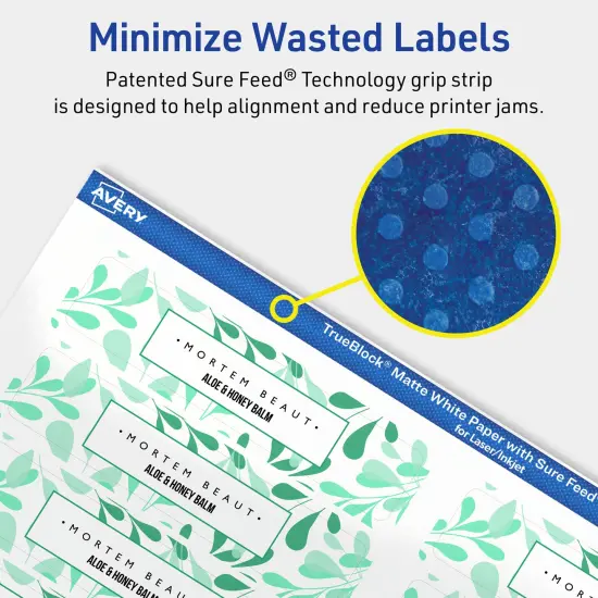 Avery TrueBlock Matte White Paper Labels,3/4" x 3-1/2" Rectangle {4}