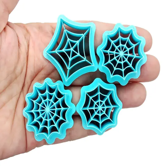 Spiderweb Clay Cutter Set, Halloween Shapes for Earrings, 4 pcs {2}