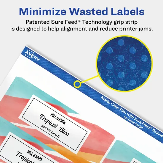 Avery Matte Clear Labels,1-1/4" x 3-3/4" Rectangle {4}