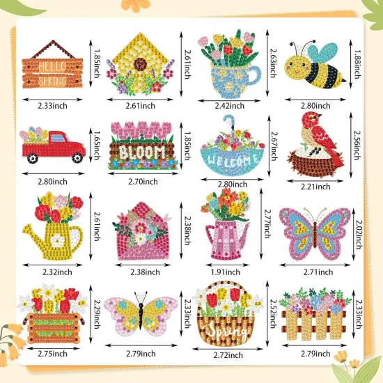 24 Pieces Spring Easter Diamond Magnetic Painting Art {3}