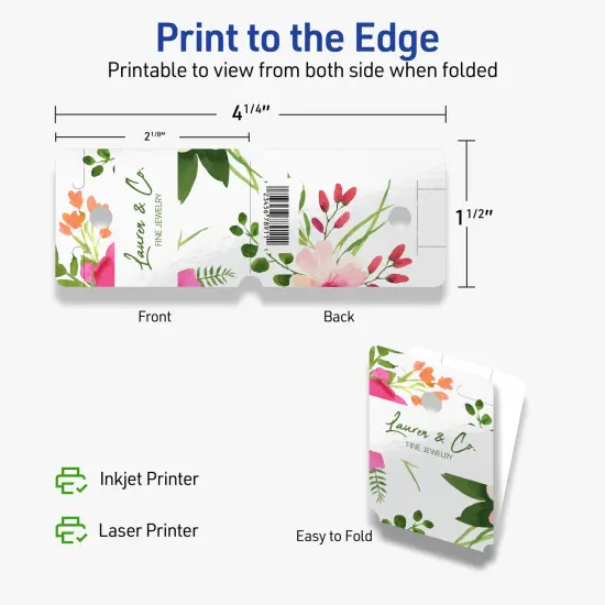 Avery Printable Rounded Rectangle Foldover Tags, Sure Feed Technology, 1-1/2" x 2-1/8", Glossy White Cardstock, Print-to-The-Edge, Laser/Inkjet Printable, 80 Total {6}