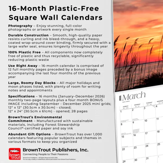 Chesapeake Bay | 2026 12 x 24 Inch (Hanging) Monthly Square Wall Calendar | Plastic-Free {6}