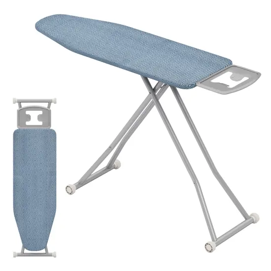Adjustable Carbon Steel Ironing Board with Heat-Resistant Silver Coating and Iron Rest &ndash; 7-Level Height {4}