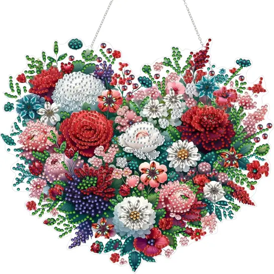 Diamond Painting Kit for Adult,Special Shaped Rhinestone,Acrylic Diamond Art Painting Window Pendants Home Garden Wall Hanging Kits Hanging Ornament,Double Sided (Flower) {1}