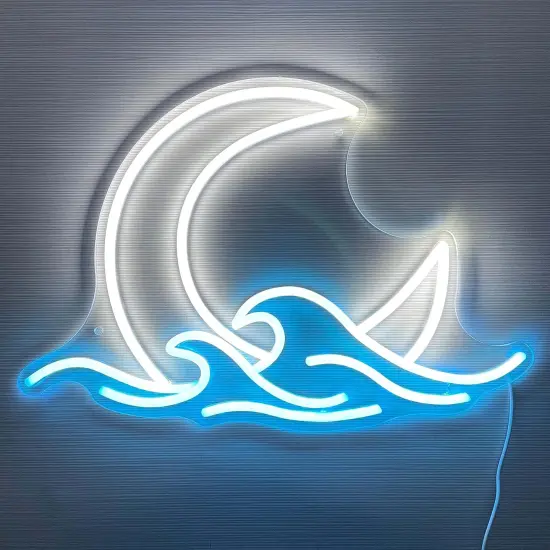 Summer Moonrise Neon Sign &ndash; Sunset Wave & Moon Over Sea LED Light for Beachy Room D&eacute;cor, Summer Vibes {1}