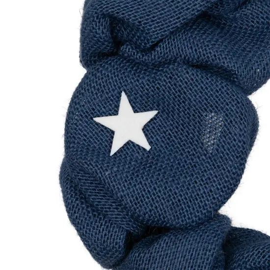 Northlight Americana Stars and Stripes Burlap Patriotic Wreath - 20" - Unlit Red {6}