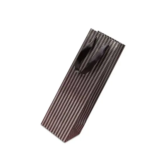 Silver Beaded Stripe Wine Tote Bag 4 1/8'' X 4 1/8'' X 14 1/4'' {4}