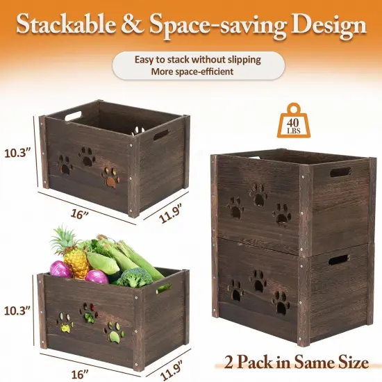 2 Pack, Hollow Claw Wooden Crates for Display {3}
