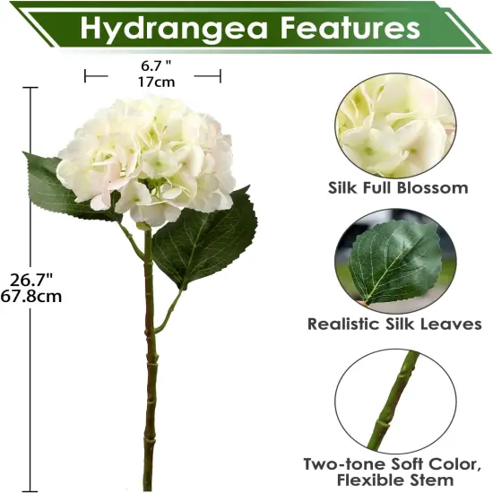 Artificial Hydrangea Long Stems Silk Hydrangea Flowers for Home Table Centerpieces {2}