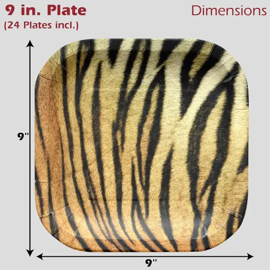 Tiger Theme Party Pack for 24 Guests! Photo-Realistic Tiger Supplies for a Roaring Good Birthday, Football, or any Big Cat Event! Includes 24 Dinner Plates & 24 Side Plates {3}