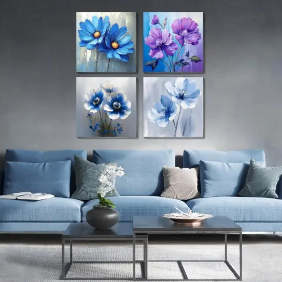 4 Pack Paint by Numbers Kit for Adults Kids, Easy Framed Adults Paint by Numbers Kits, DIY Simple Flowers Acrylic Oil Painting Number Kits for Home Wall Decor (8 x 8 Inch) {2}