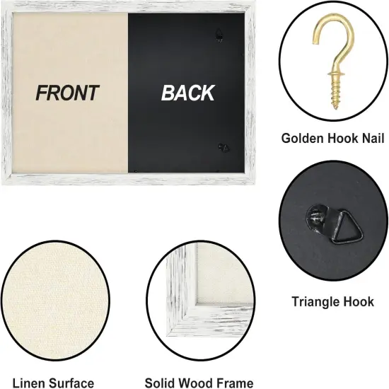 2 Pack Cork Boards for Walls with Linen, 16x11 Wood(Rustic White) {5}