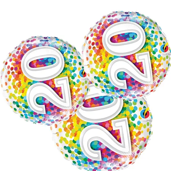 20 Rainbow Confetti 18" Foil Mylar Balloon {2}