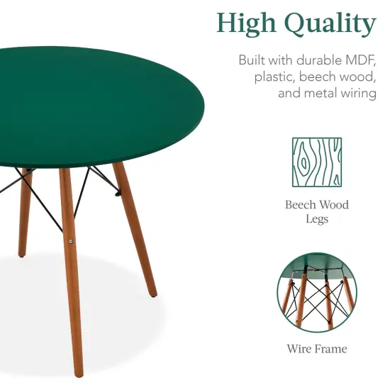Best Choice Products 5-Piece Compact Mid-Century Modern Dining Set w/ 4 Chairs, Wooden Legs Dark Green/Walnut {5}
