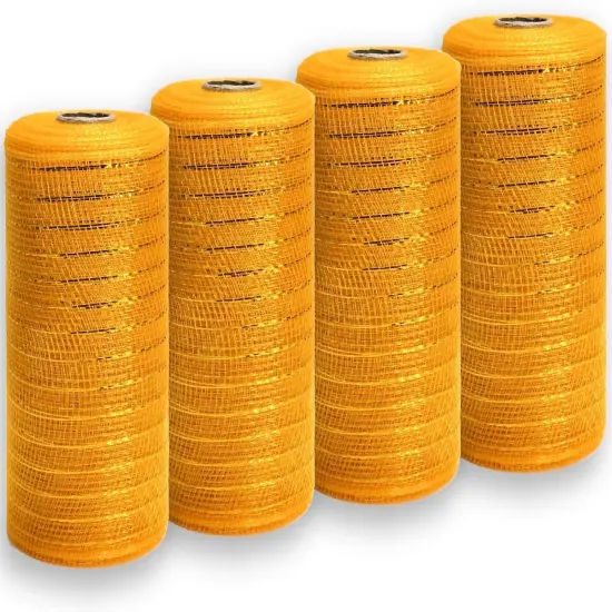 Metallic Deco Mesh Ribbon 6 Inch x 40Y Gold Christmas Home Decoration Bow {1}