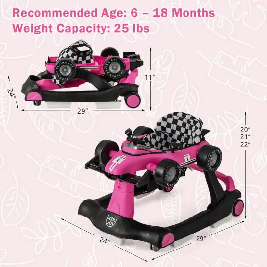 Costway 4-in-1 Baby Walker Foldable Activity Push Walker Adjustable Yellow/Blue/Red/Black/White/Deep Pink/Purple {3}