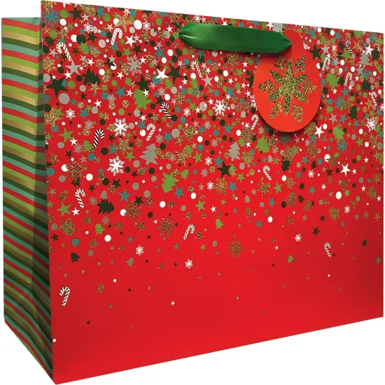 Pack/6: Christmas Party Red Gift Bag - 8 x 4 x 10" {2}