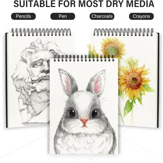 Black Sketchbook Hardcover 100 Sheets (68lb/120gsm) Acid Free Art Paper for Drawing {3}